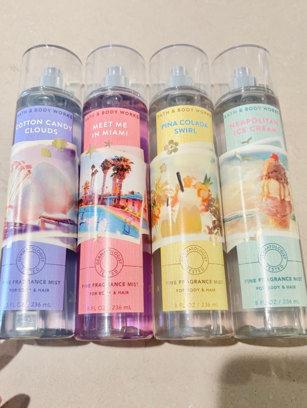 Bath and Body Works 4 Pc Gift Set Cotton Candy Clouds Meet Me in Miami PiΓ±a